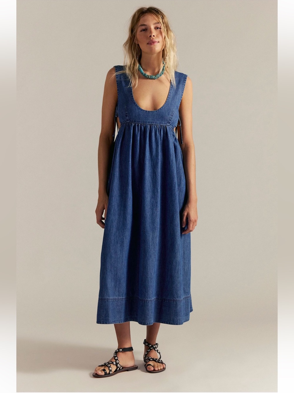 Free People Mirenia Denim Midi Dress - Picture 2 of 3